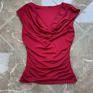 Elegant Red Draped Women's Top